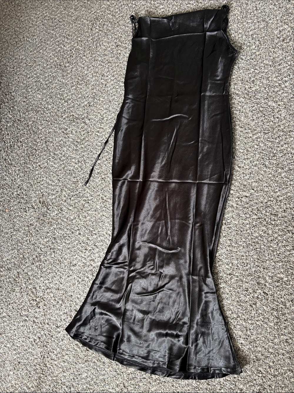 Sleek Black Satin Slip Dress